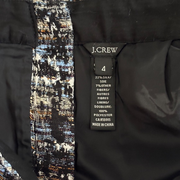 J Crew Silk-blend Gilded Tweed Mini Skirt - Blue/Black/White Size 4 - Picture 8 of 10